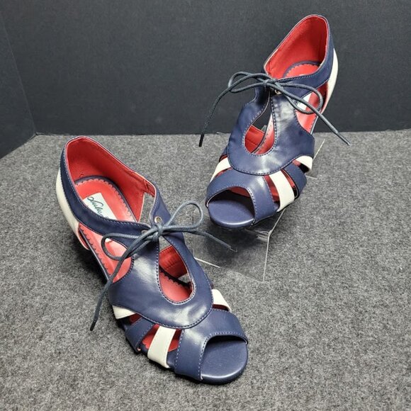 NWOB Lulu Hun "Manila High Heel" in Navy/White Sz 5 - Picture 1 of 11